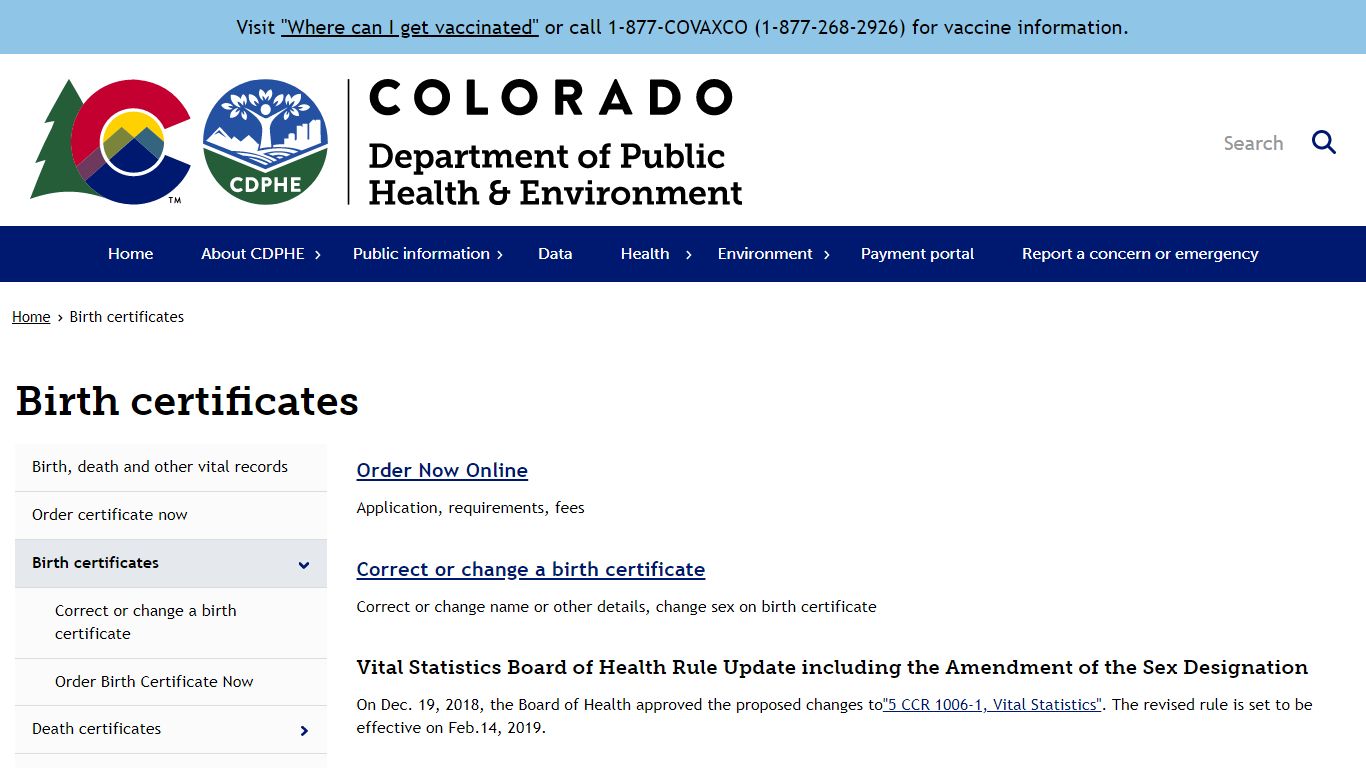 Birth certificates | Department of Public Health & Environment